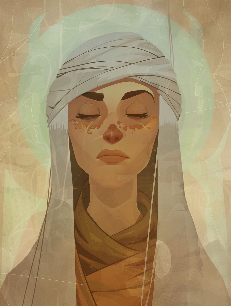 Ethereal Gaze in Aged Parchment - Image 2