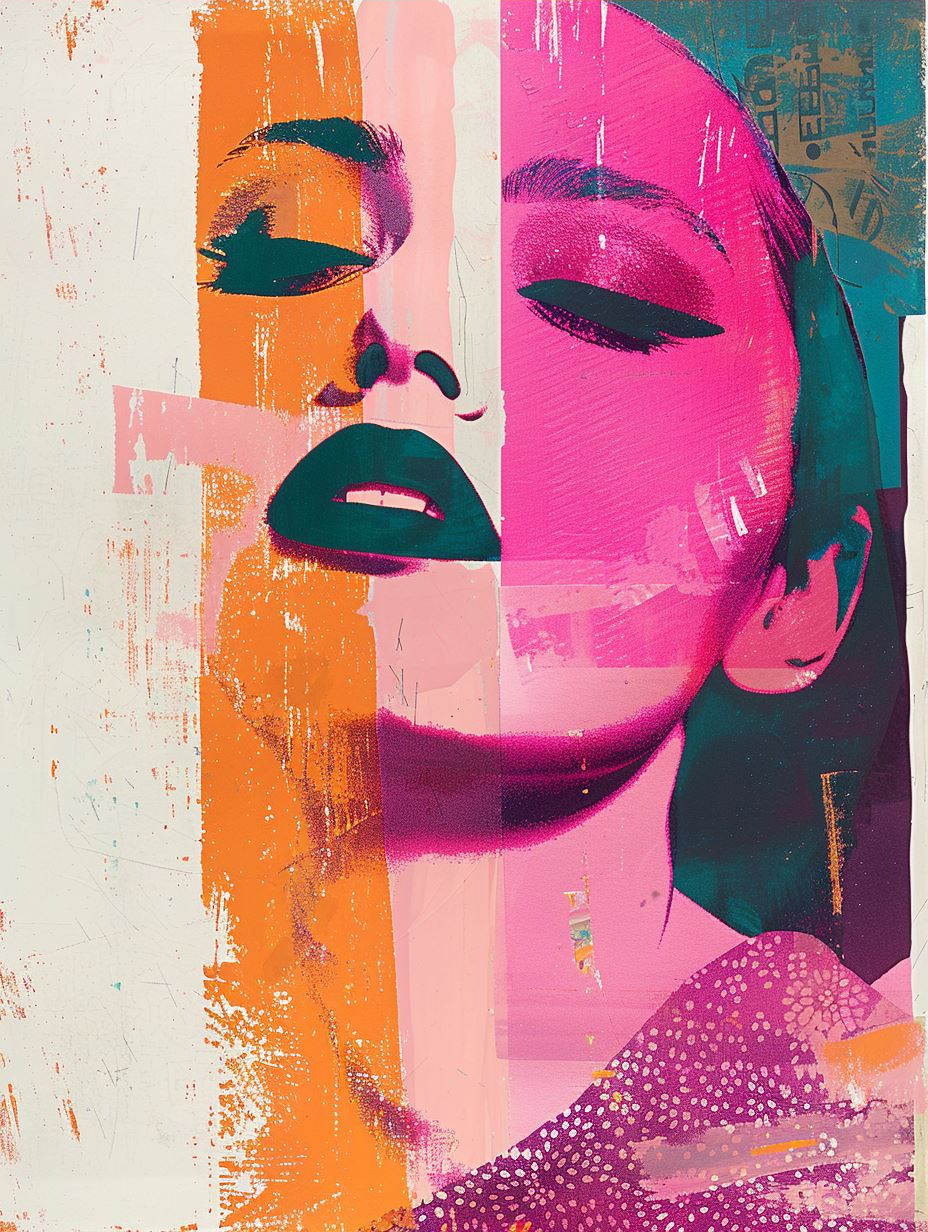 Neon Dreams Mixed Media Portrait - Image 3