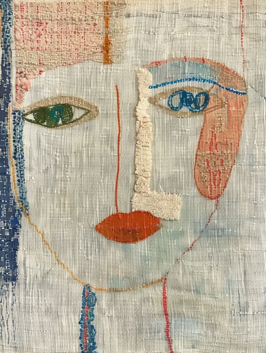 Abstract Textile Portrait in Blue - Image 2