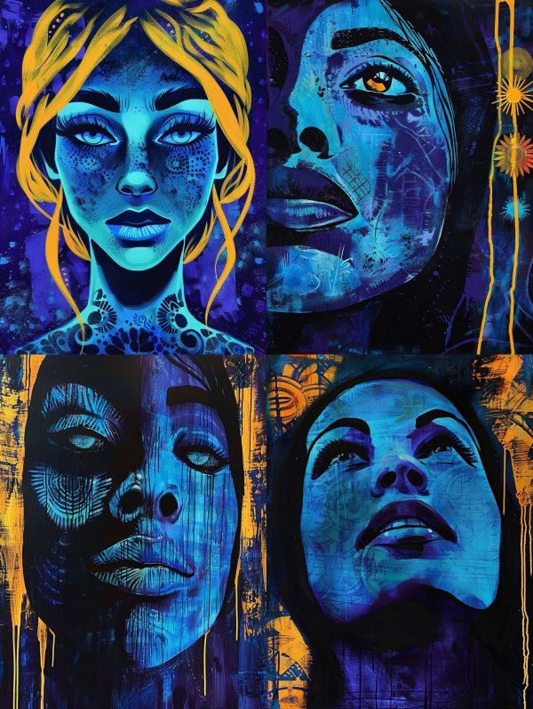 Electric Azure Cosmic Portrait
