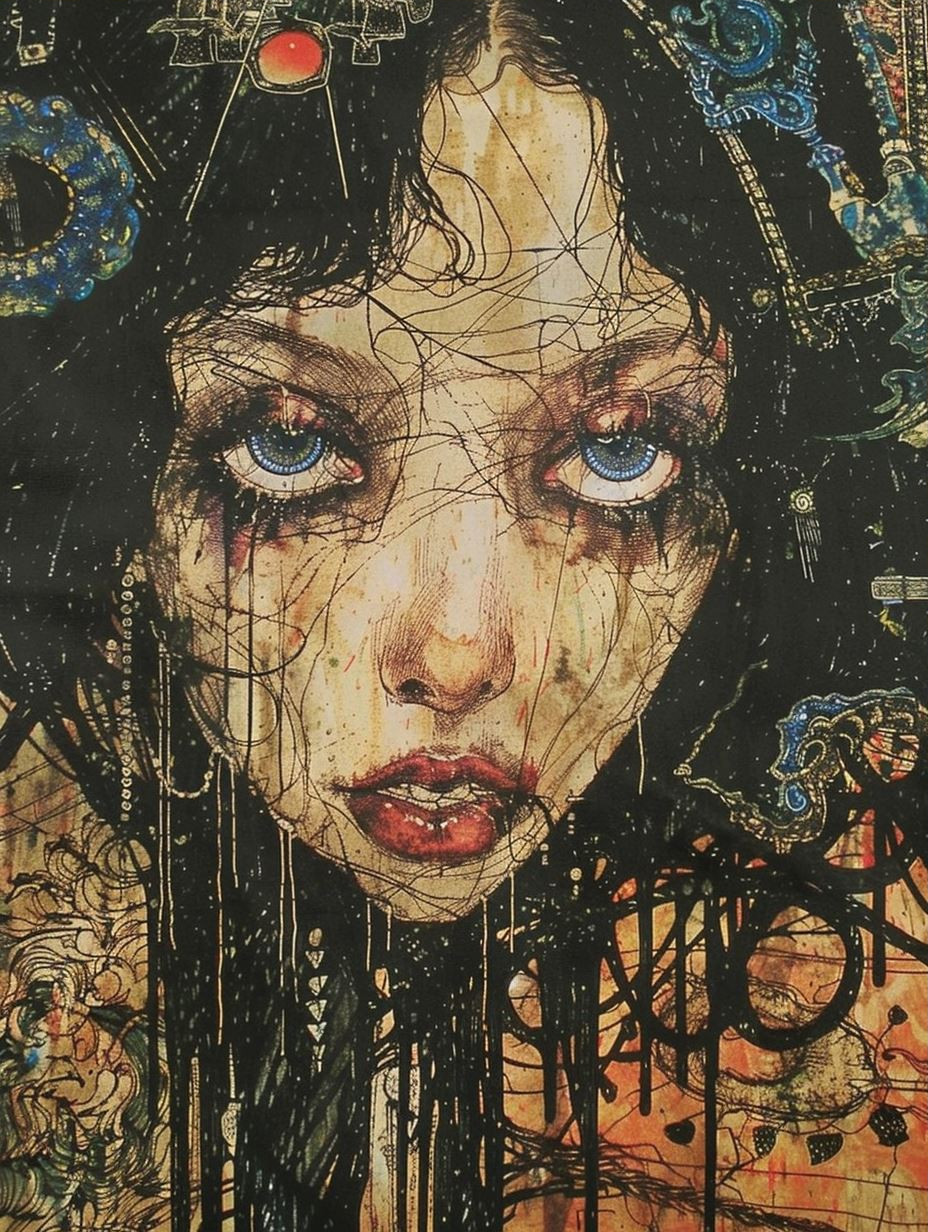 Melancholy Gaze of Ink and Gold - Image 3