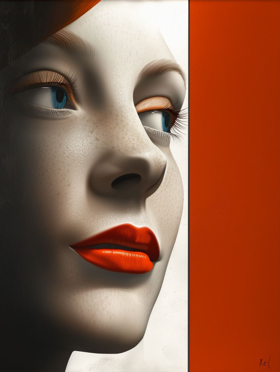 Surrealist Crimson Contrast Portrait - Image 3