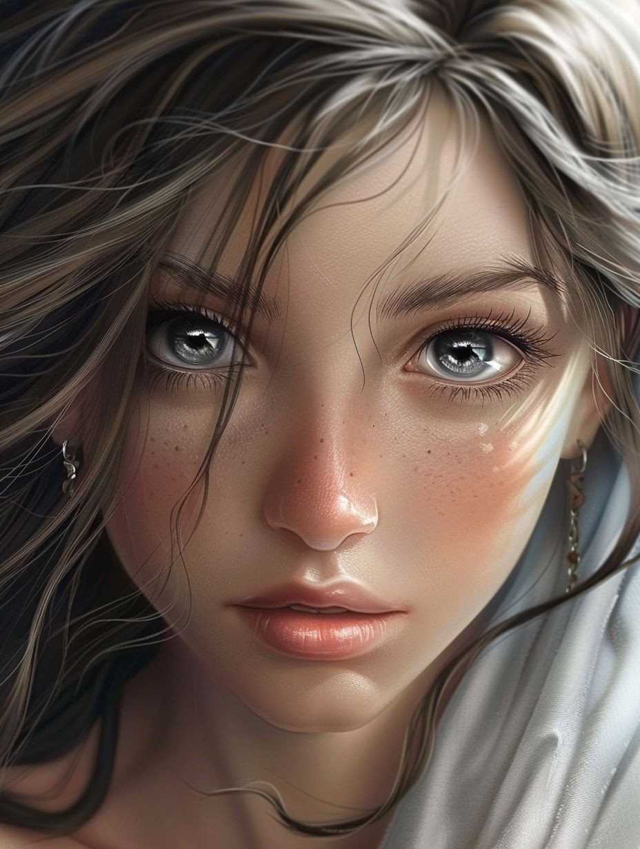 Ethereal Gazes: A Study in Digital Beauty - Image 1
