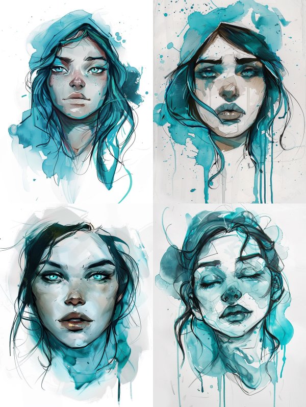 Azure Whispers: Ethereal Portraits