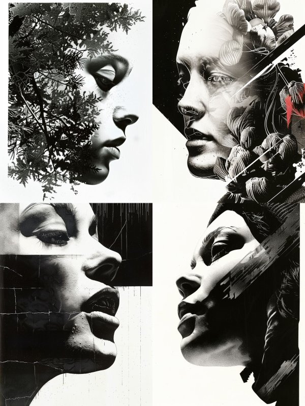 Surreal Monochrome Portrait Collage