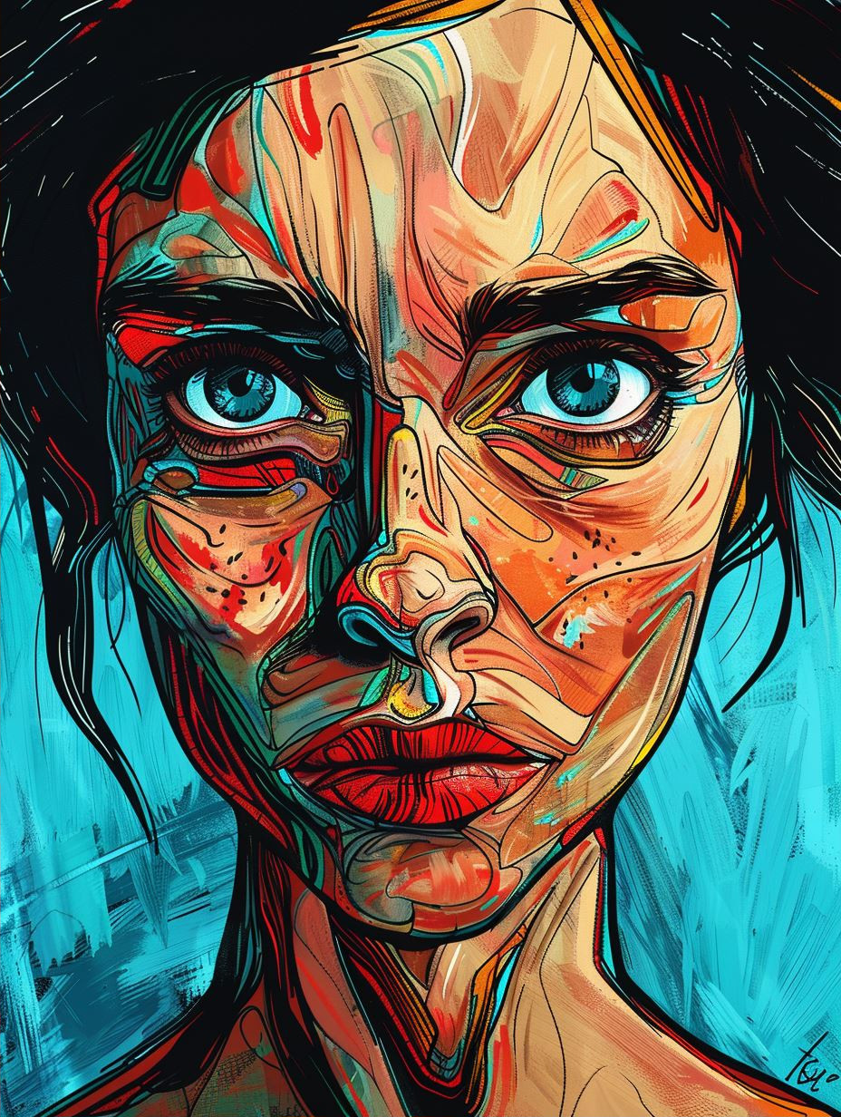 Vibrant Expressionist Portrait Study - Image 2