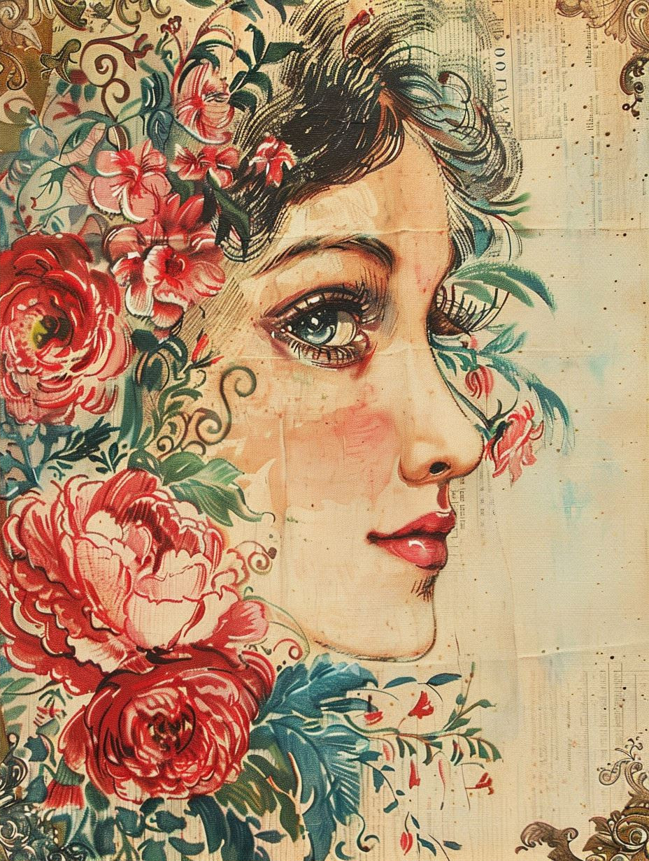 Floral Art Nouveau Portrait Study - Image 2