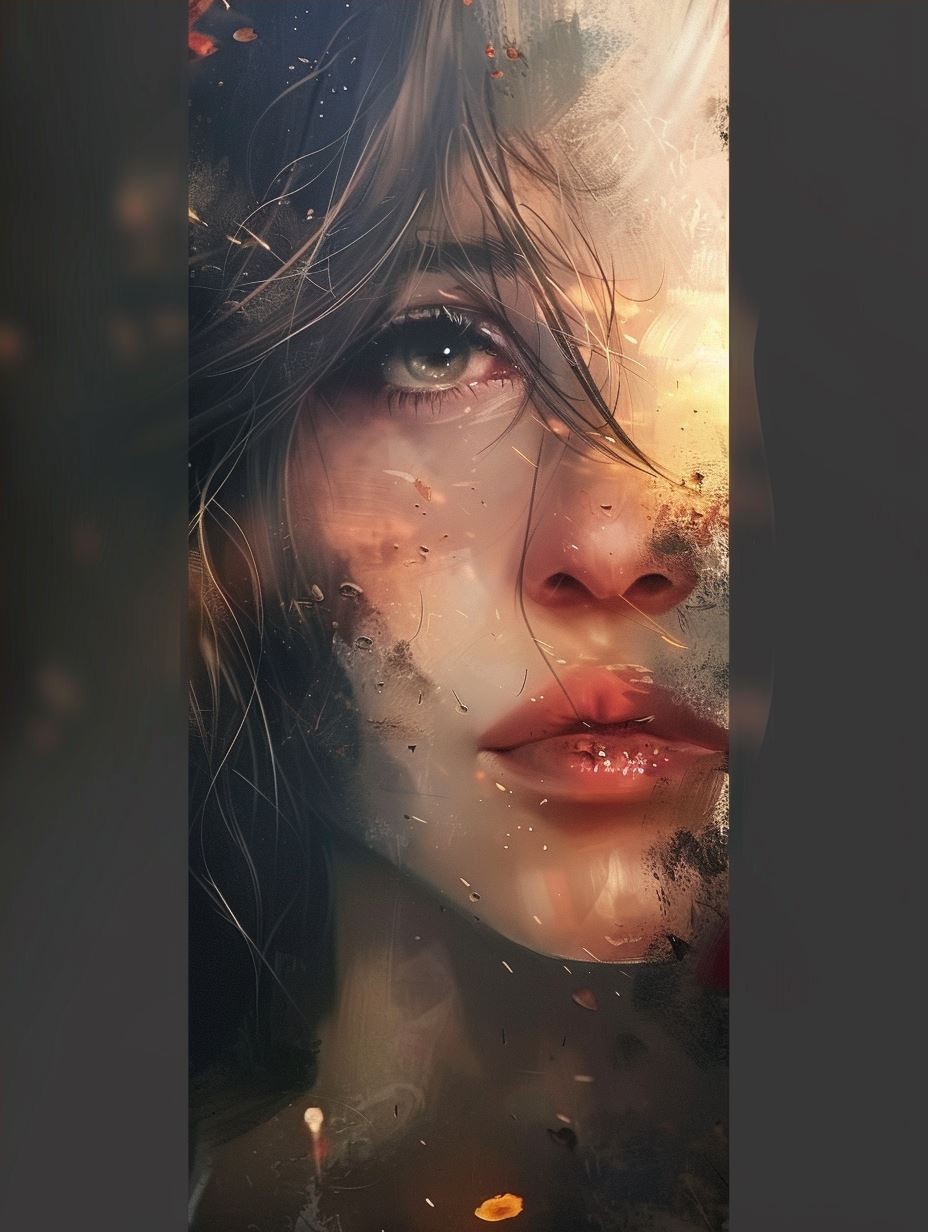 Ethereal Gaze Through Shattered Glass - Image 4