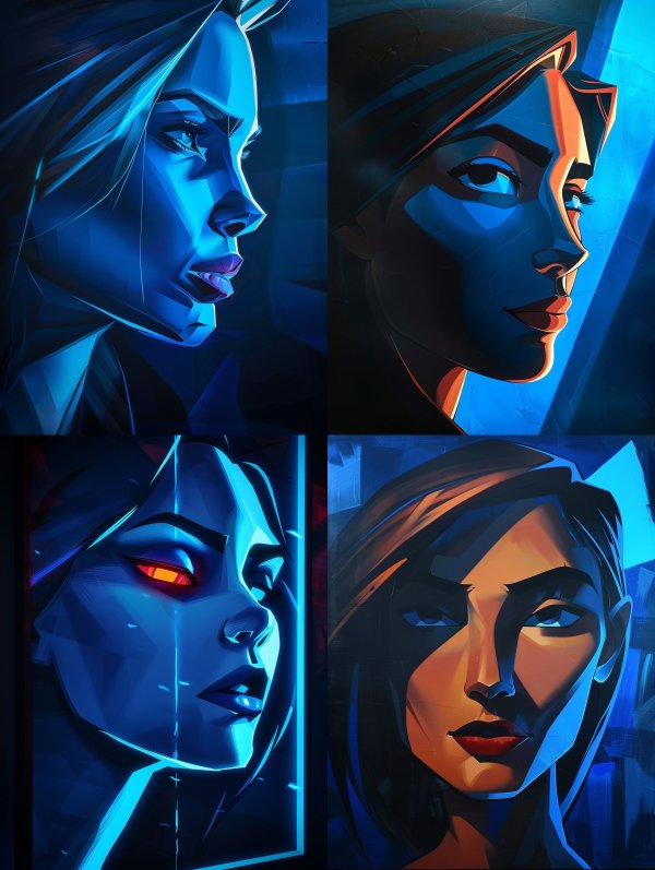 Neon Noir Cybernetic Portraits