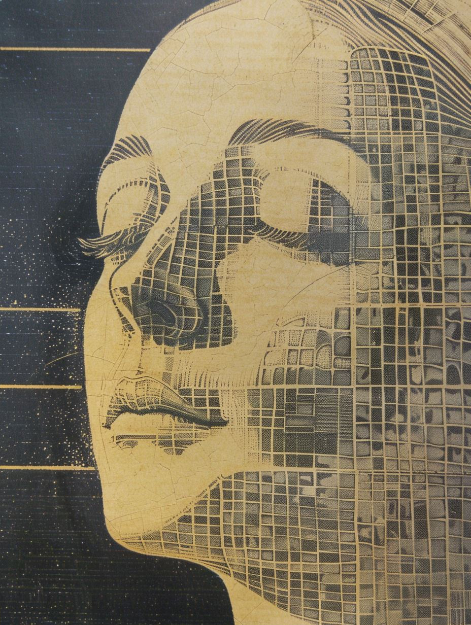Celestial Profile in Golden Ink - Image 2