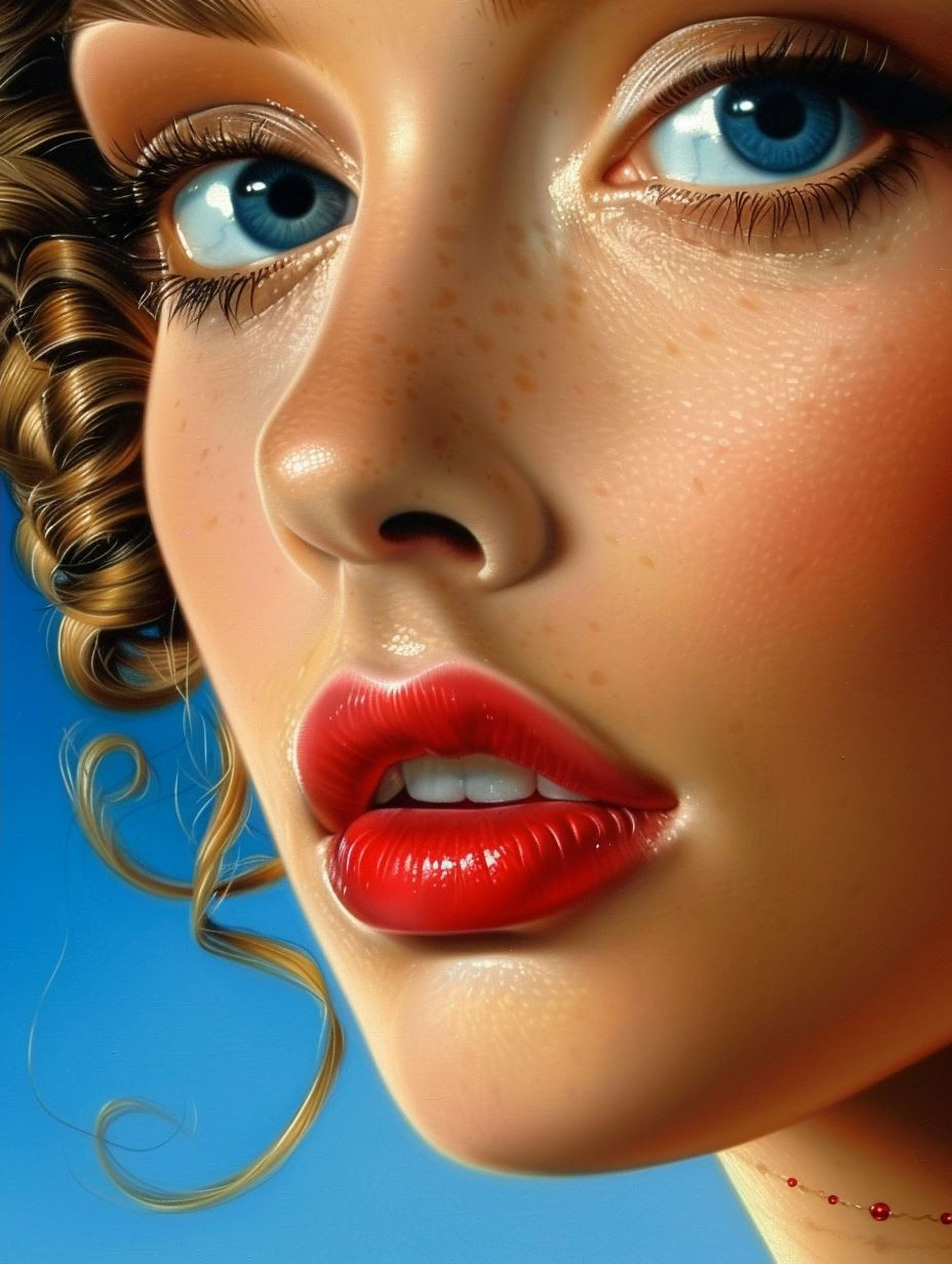 Ethereal Gaze of Crimson Lips - Image 2