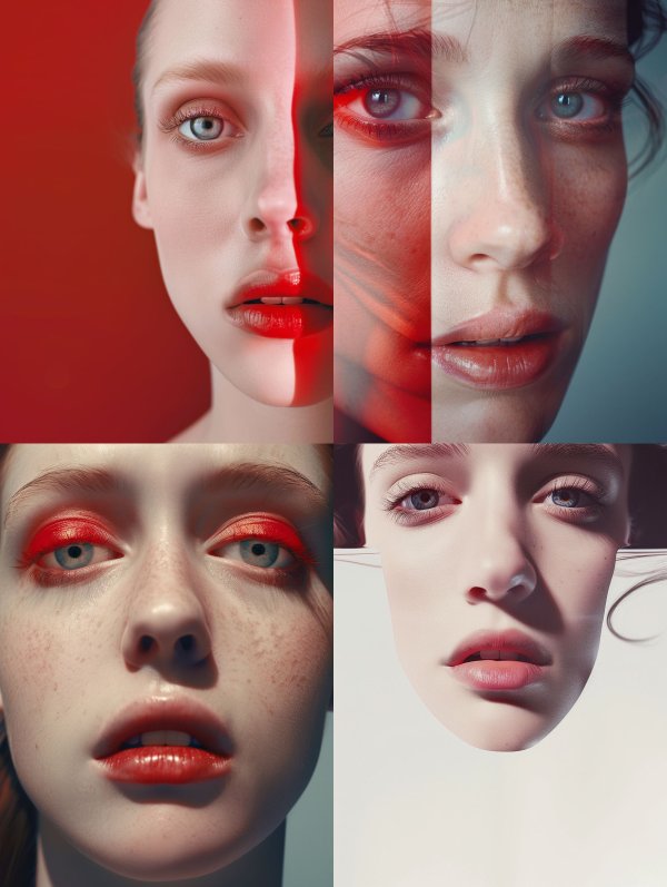 Crimson Fragments of Modern Beauty