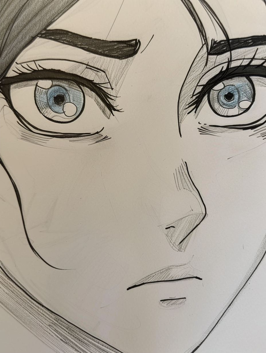 Emotional Expressions in Manga Character Sketches - Image 2