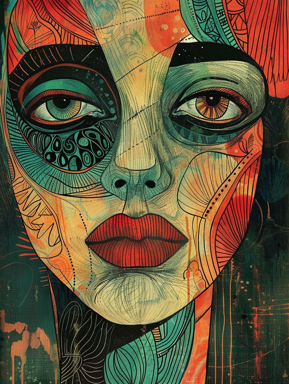 Abstract Geometric Tribal Portrait - Image 2