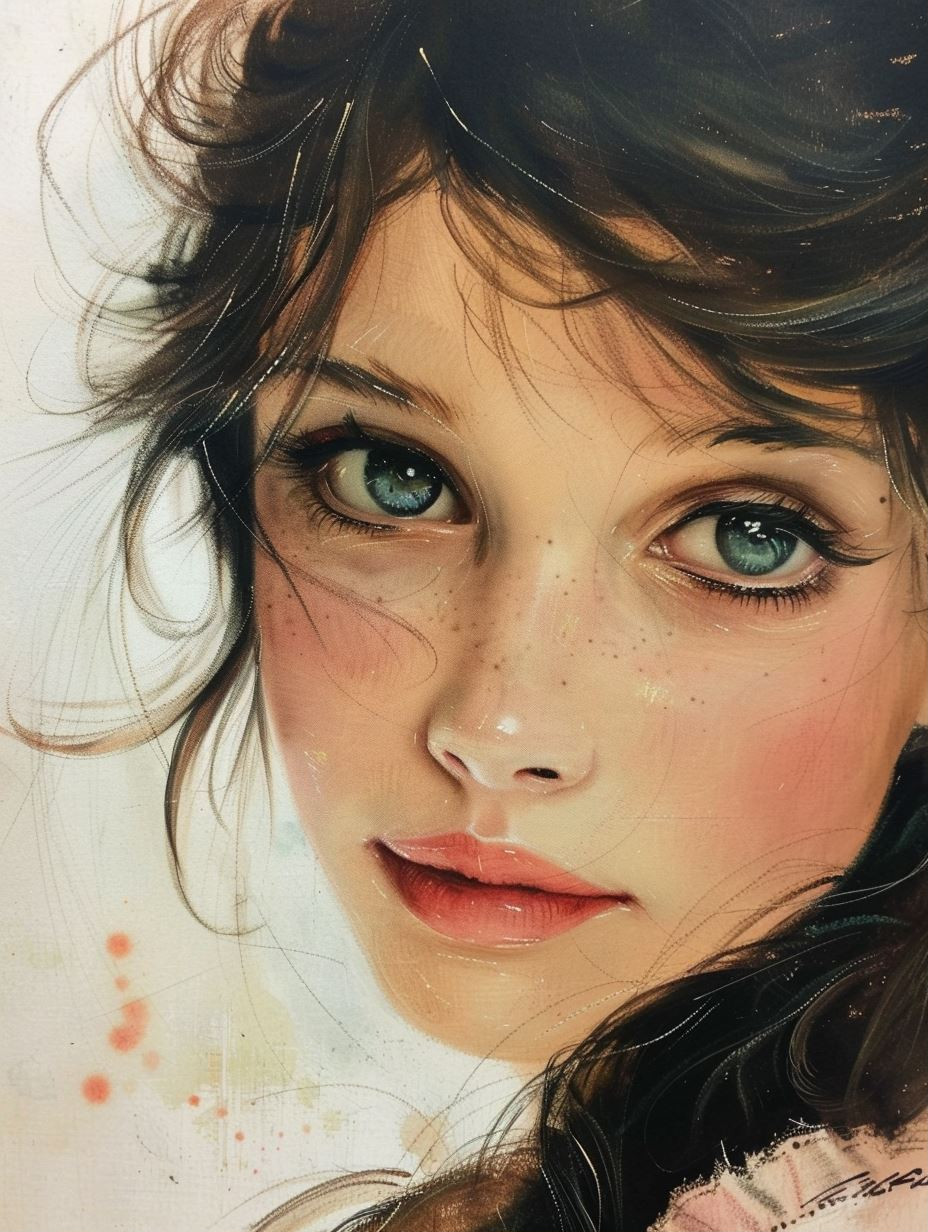 Ethereal Gazes: A Study of Feminine Beauty - Image 1