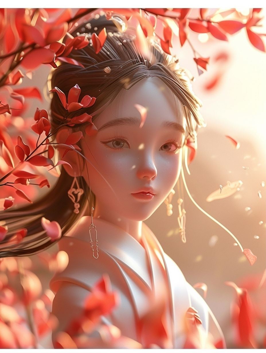 Ethereal Crimson Autumn Dream