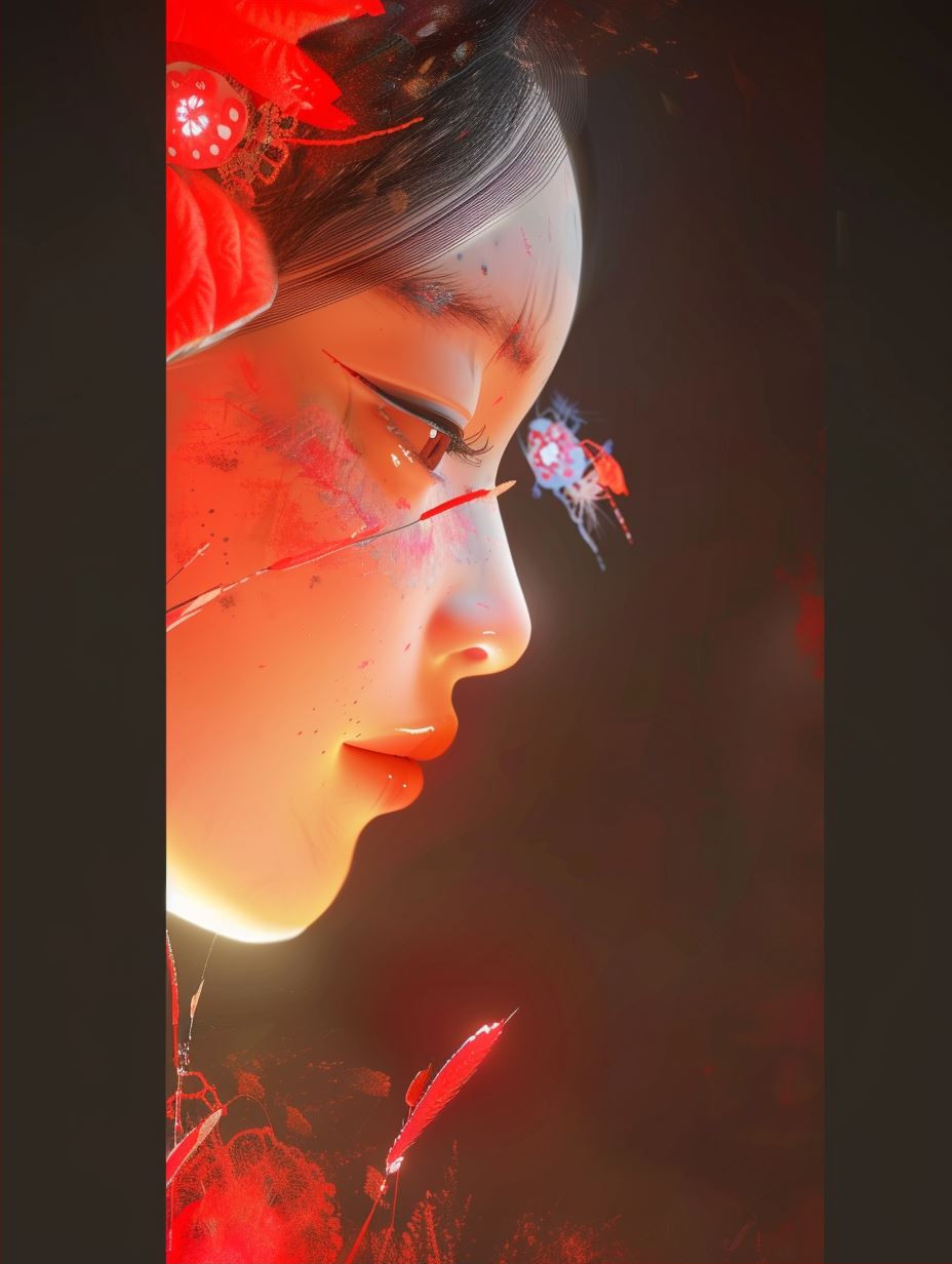 Crimson Dreams of Ethereal Beauty - Image 2