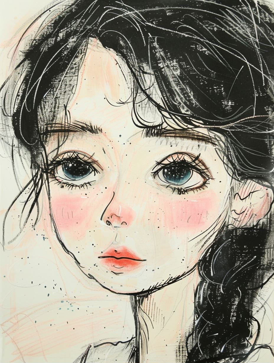 Melancholic Anime Sketch Portraits - Image 1