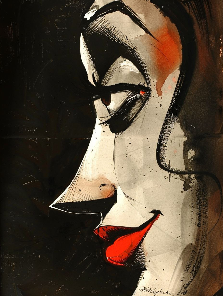 Noir Elegance in Ink Wash - Image 2