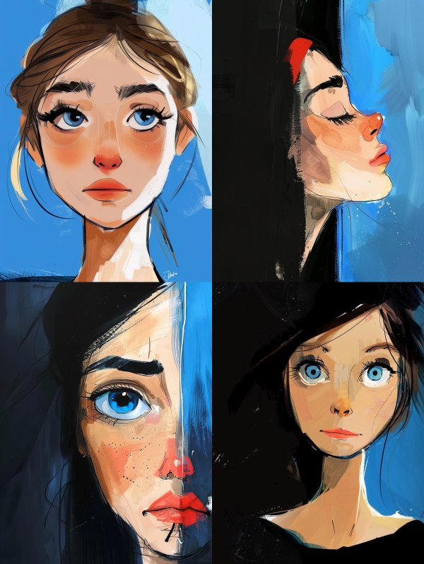 Azure Gazes: A Digital Portrait Study