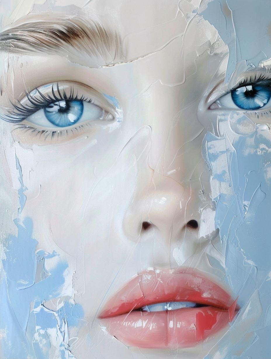 Ethereal Blue Oil Portrait - Image 2