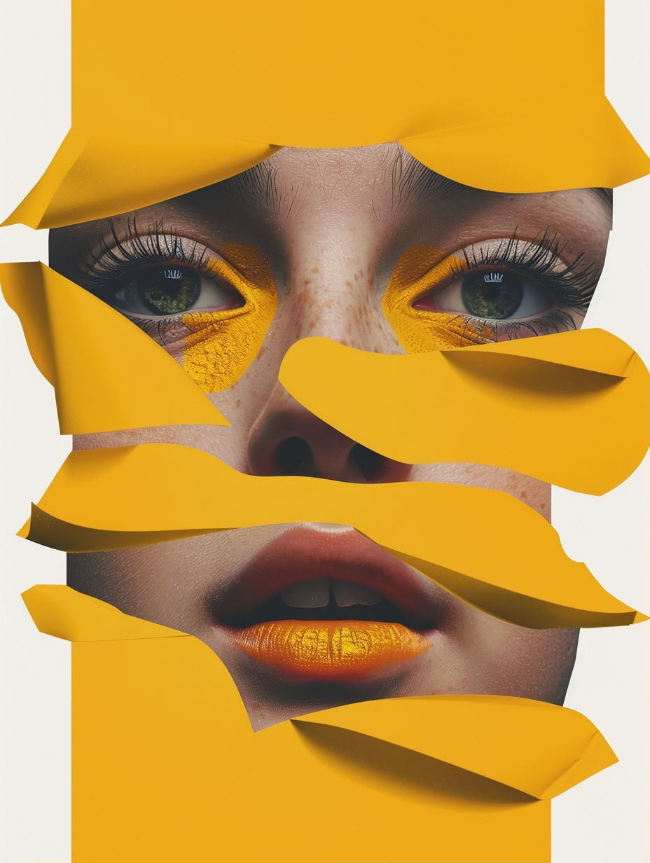 Torn Yellow Paper Portrait - Image 1