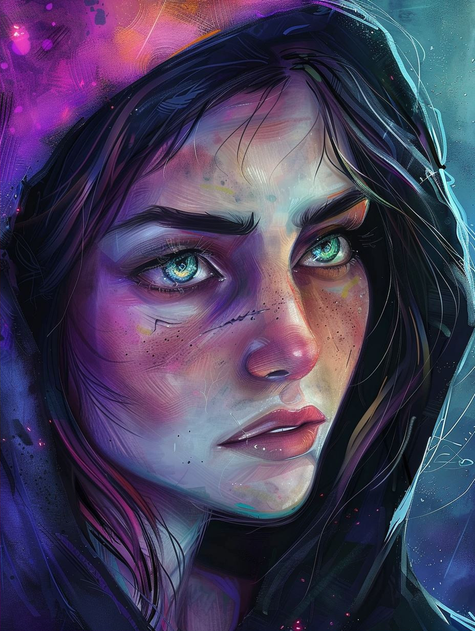 Neon Dreams and Melancholy Gazes - Image 2