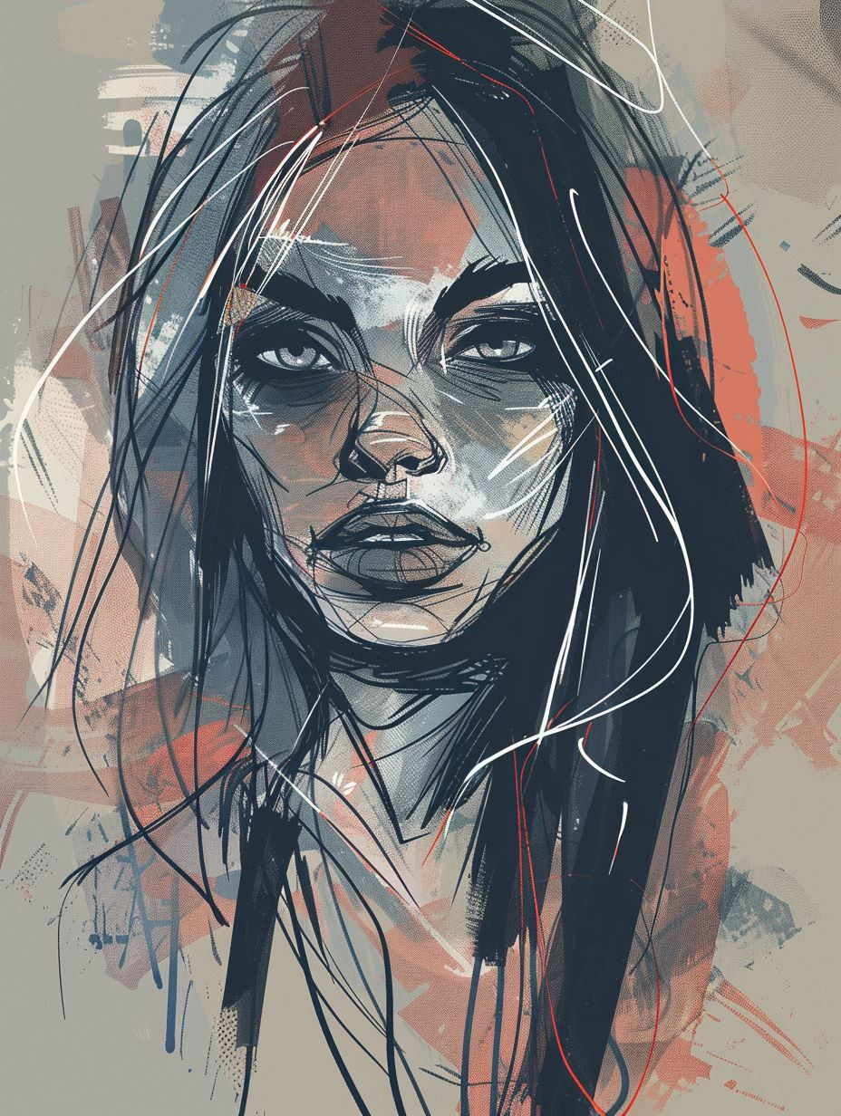 Abstract Portraits in Red and Grey - Image 4