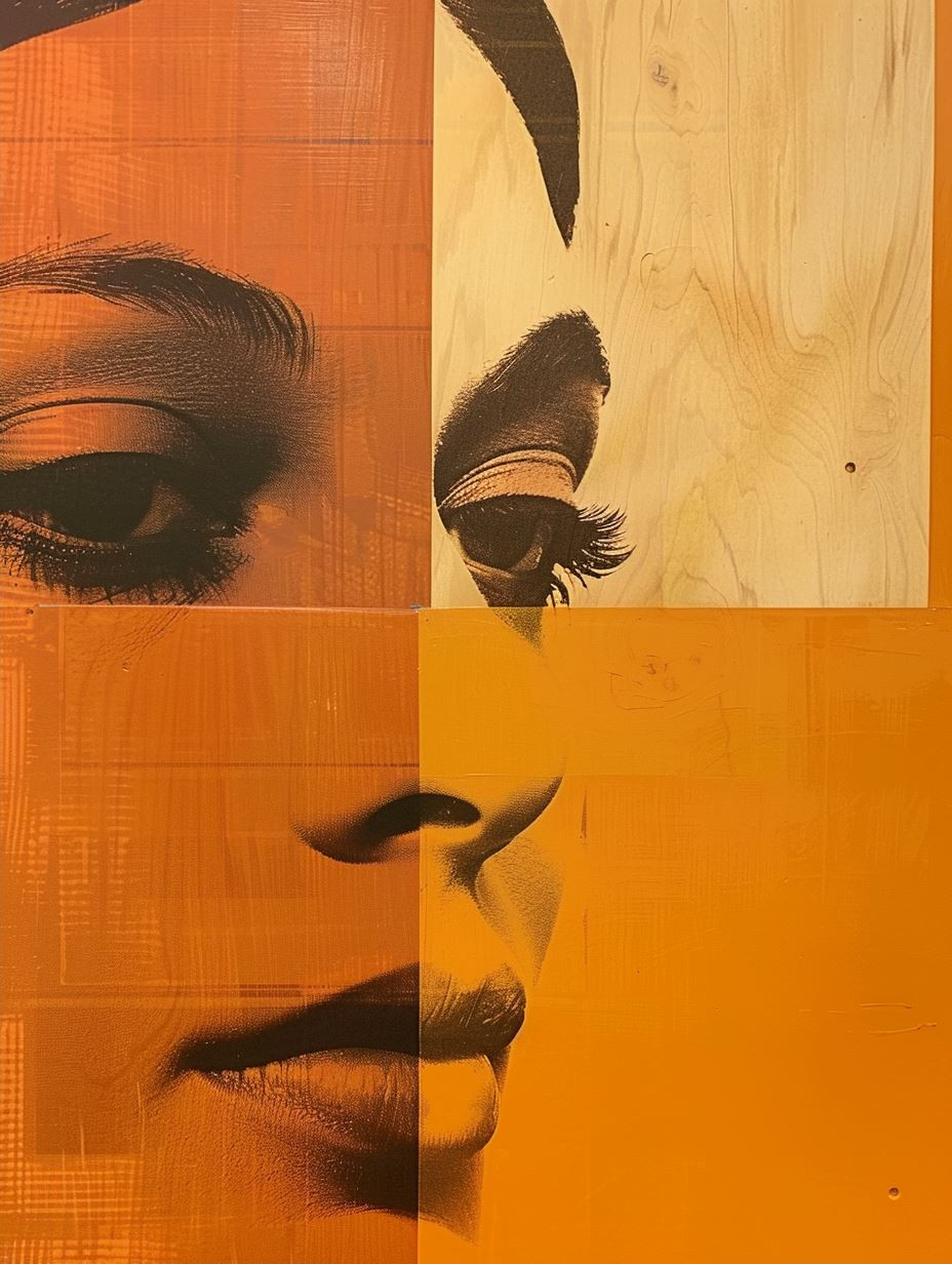 Abstract Ochre Portrait Collage - Image 2