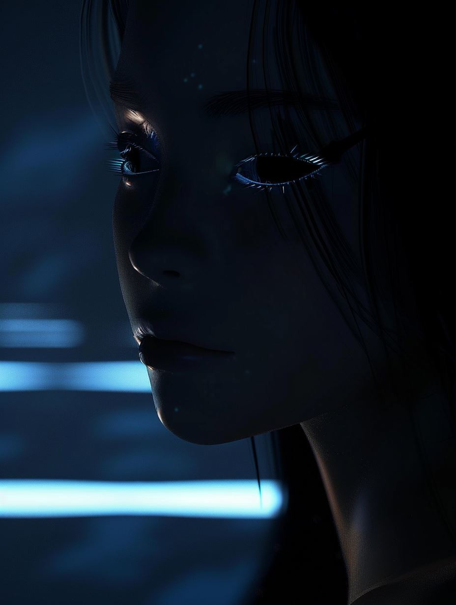 Ethereal Blue Neon Portraits - Image 1