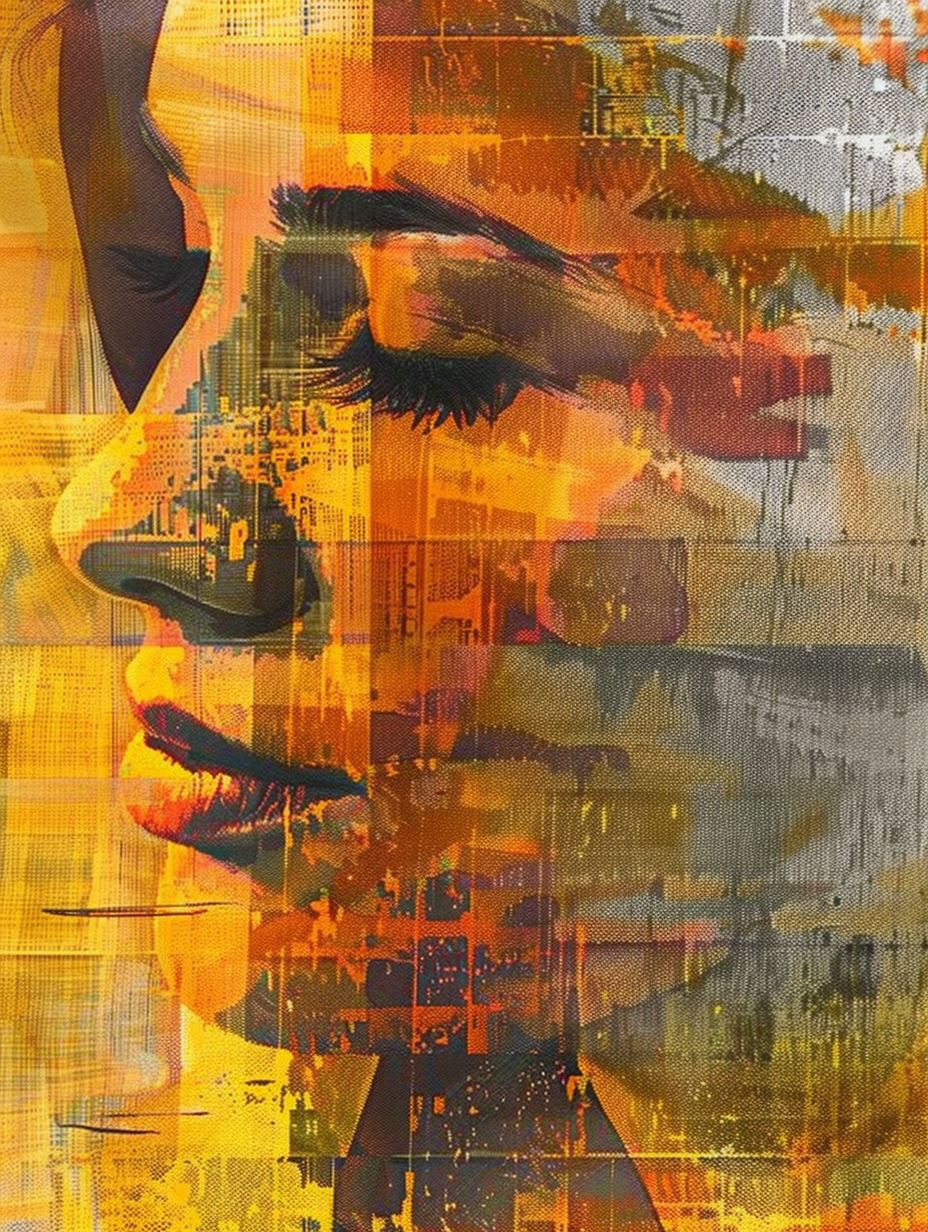 Fragmented Soul in Golden Hues - Image 1
