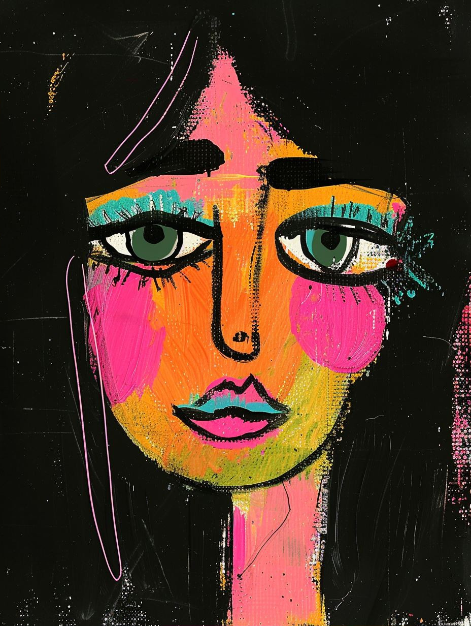 Vibrant Neon Portrait Art Study - Image 2