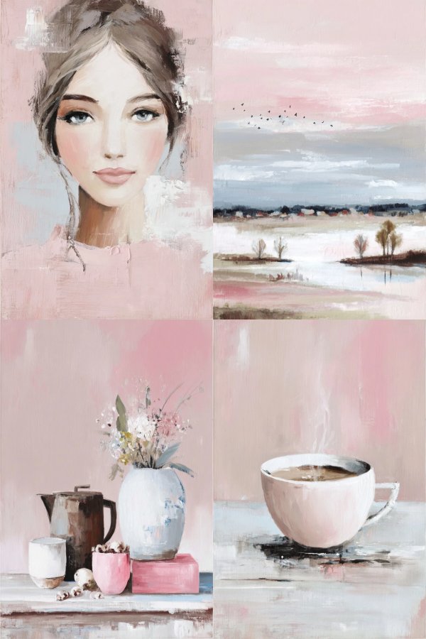 Blush Dreams Four Piece Canvas Set