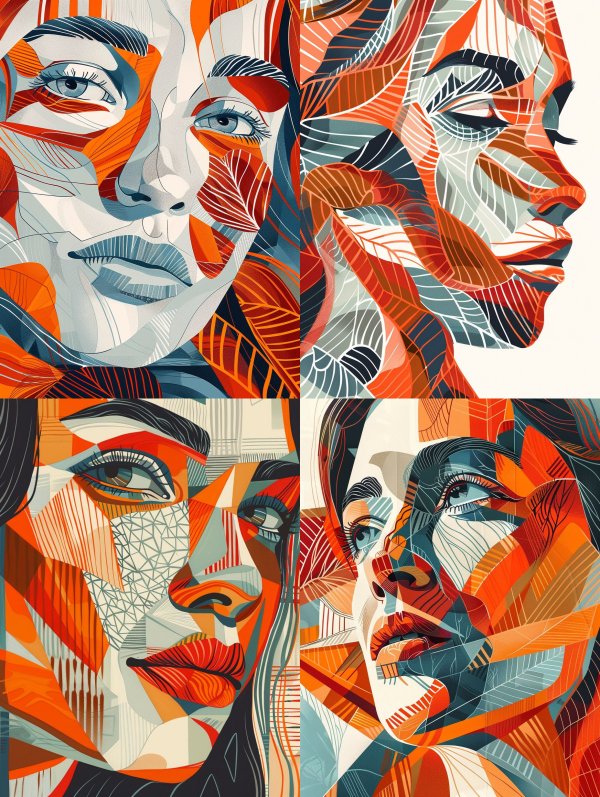Fragmented Portraits in Vibrant Hue