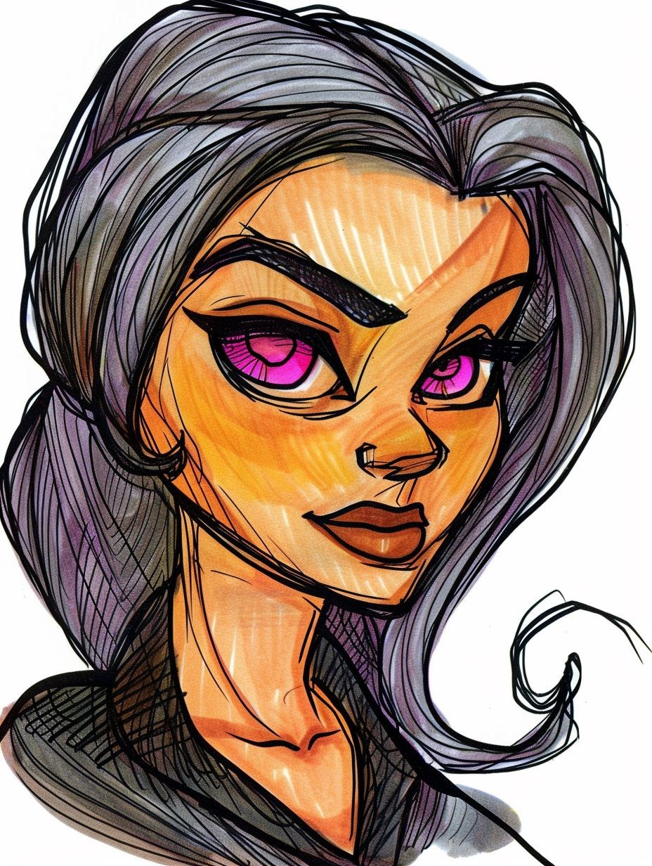 Vibrant Ink and Watercolor Portrait - Image 3