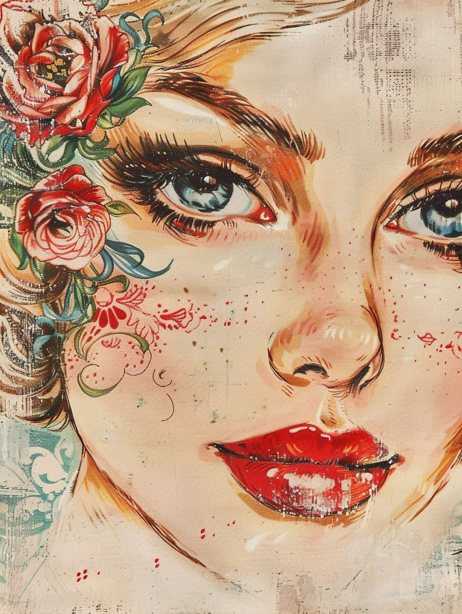 Floral Art Nouveau Portrait Study - Image 3
