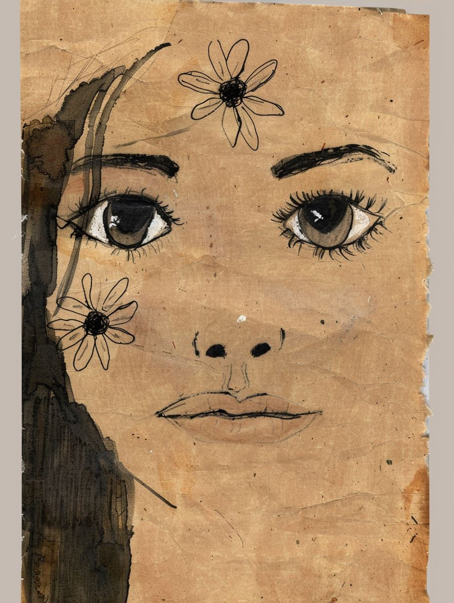 Rustic Ink Portrait on Parchment - Image 3