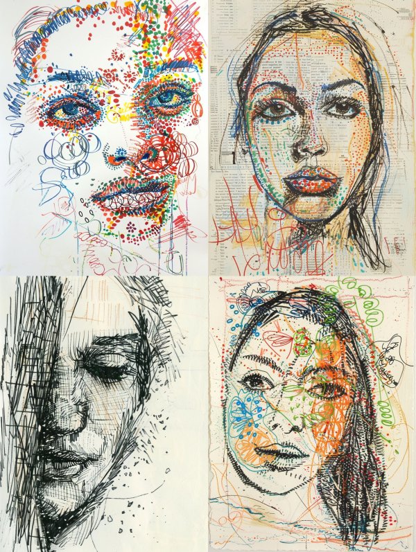 Abstract Mixed Media Portrait Studies