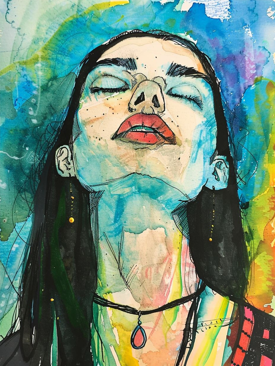 Abstract Watercolor Neon Portrait - Image 4