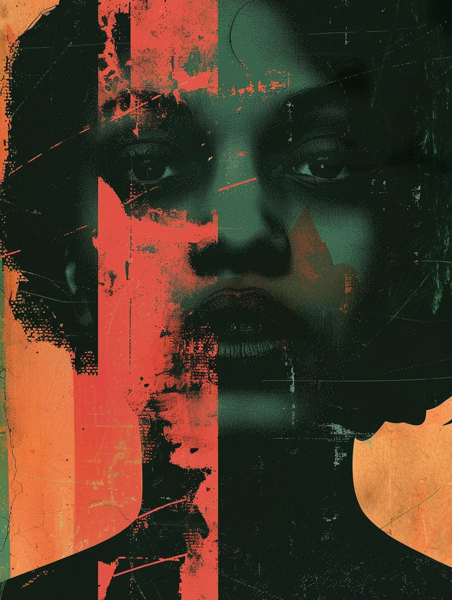 Crimson Grunge Portrait - Image 3