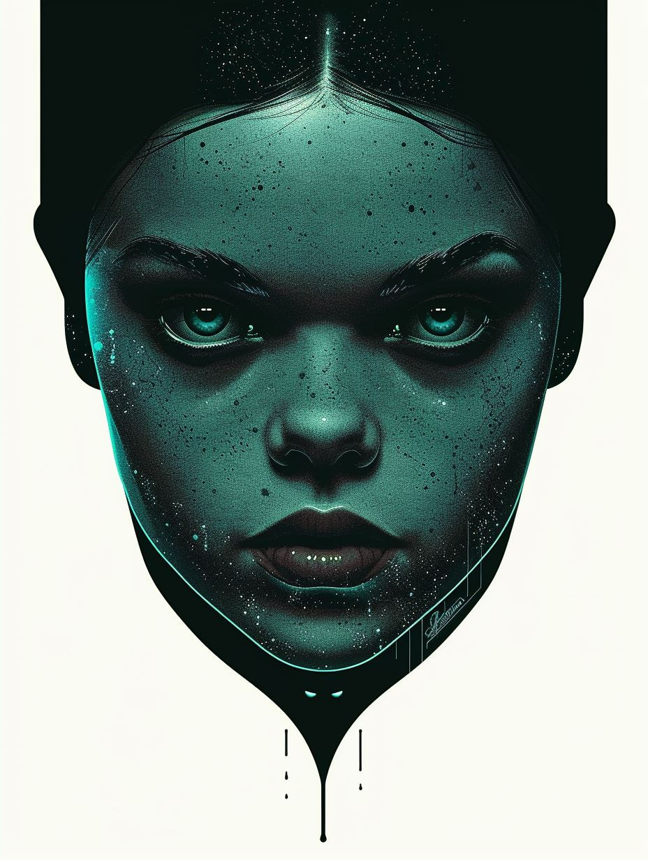 Fragmented Emerald Cybernetic Portrait - Image 2