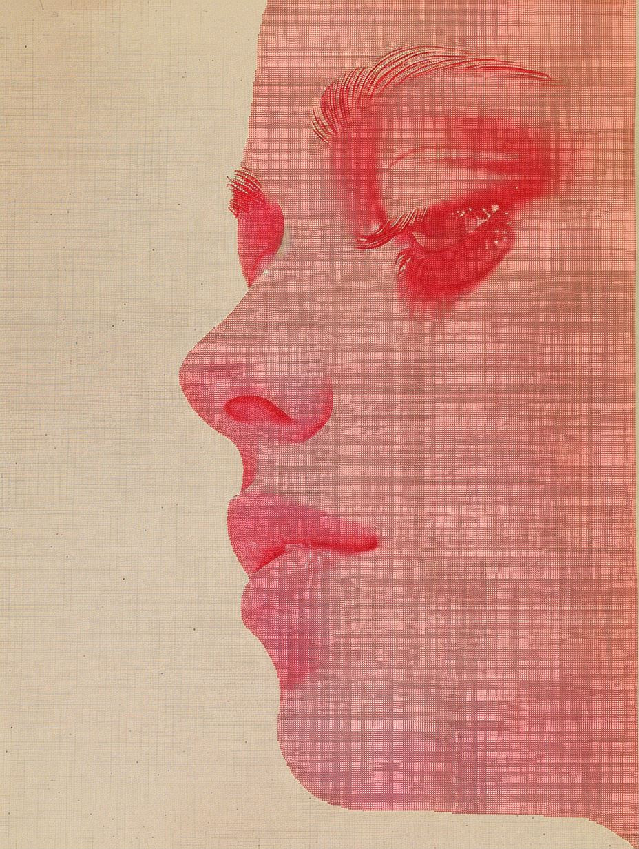 Crimson Halftone Portrait Study