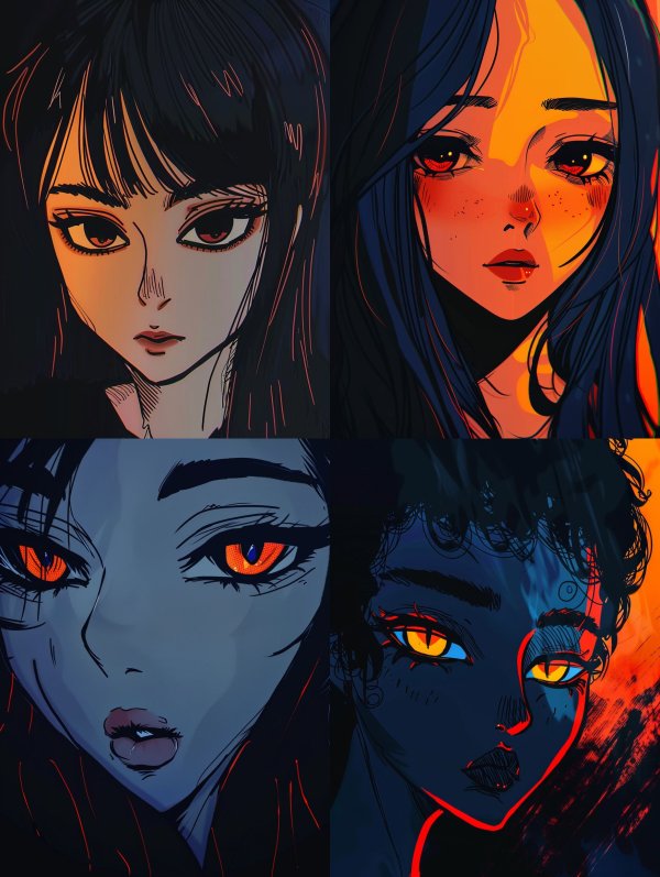 Neon Shadows Anime Portraits