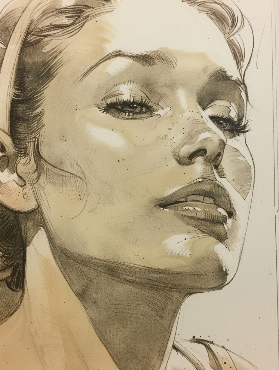 Sepia Ink Portrait Study - Image 2