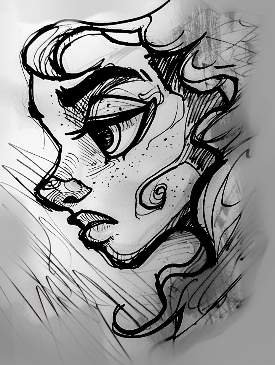 Bold Ink Character Concept Sketches - Image 4