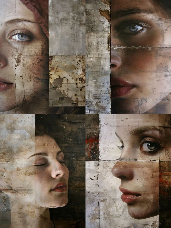 Fragmented Gazes in Rustic Textures
