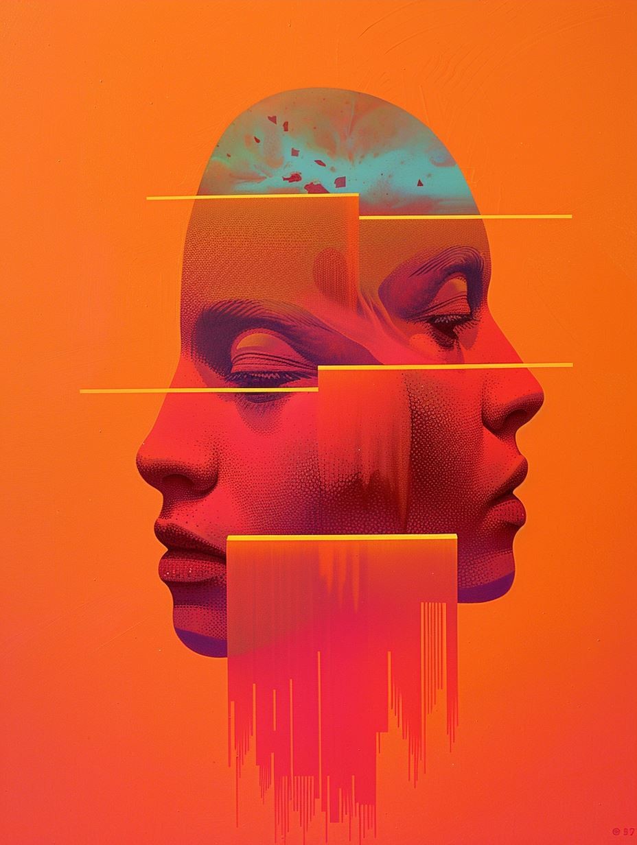 Crimson Dream Surrealist Portrait - Image 3