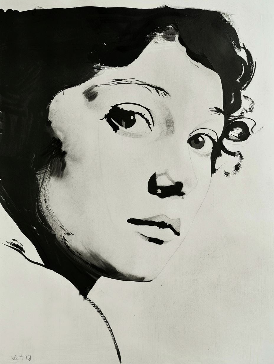 Dramatic Ink Portrait Study - Image 4