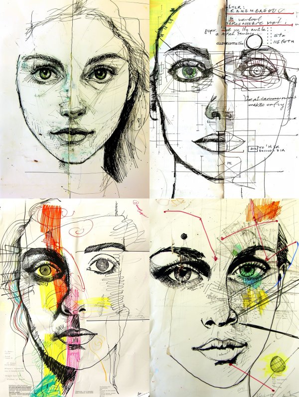 Deconstructed Feminine Gaze Sketch Series