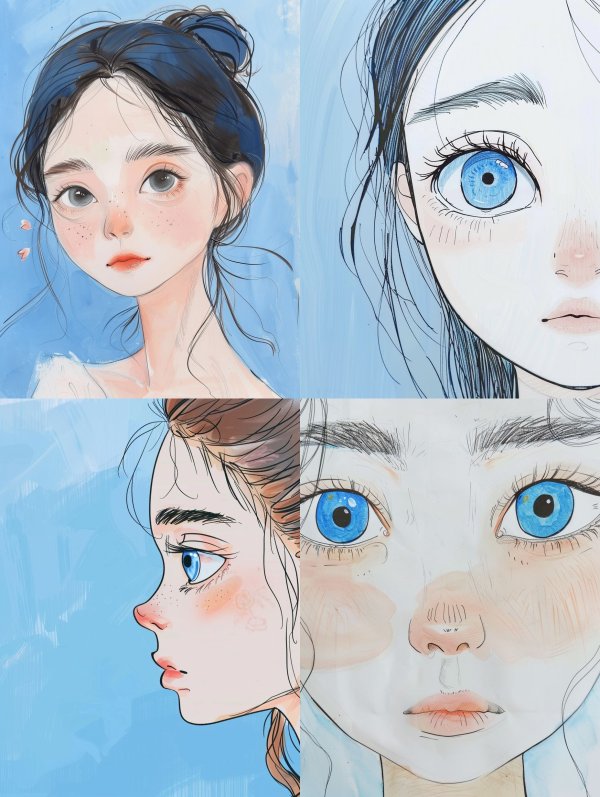 Ethereal Blue Anime Portraits